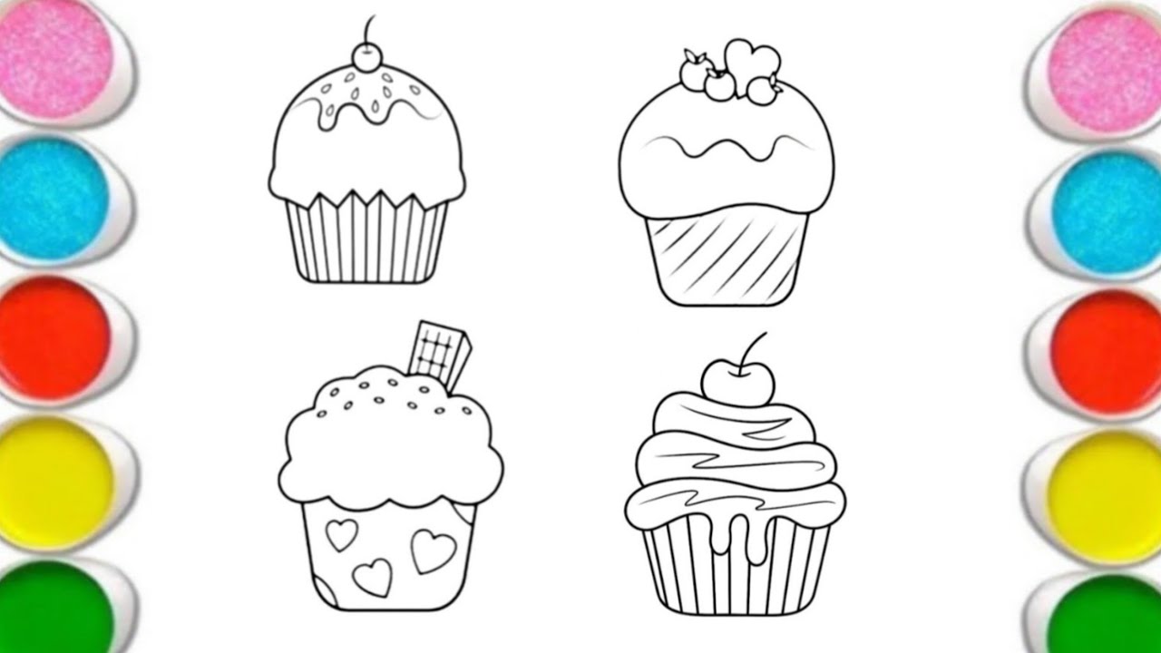 Kawaii Cupcake Drawing and Coloring for Kids | Cute Art 🎀🧁