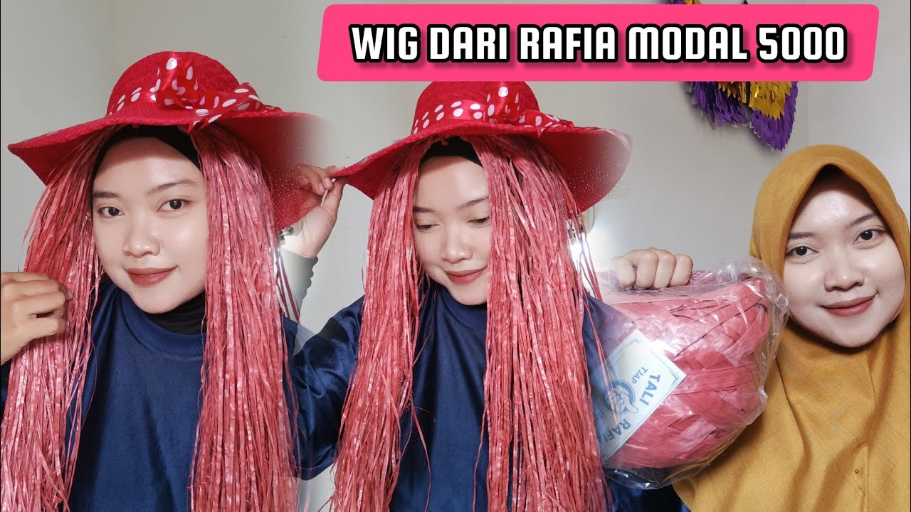 CARA MEMBUAT WIG RAMBUT PALSU DARI TALI RAFIA