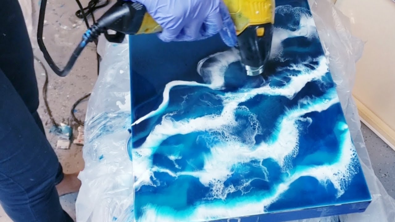 Easy DIY Resin Ocean Wave Painting. Easy Resin Art! Fluid art, abstract art, florida, modern art