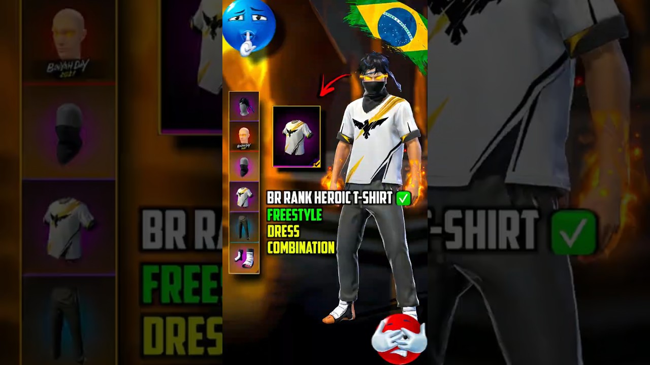 BEST DUO 👑 FREESTYLE 🇧🇷 OUTFIT COMBOS 👺 WITH BR RANK HEROIC T-SHIRT 🔥 FREE FIRE 🔥