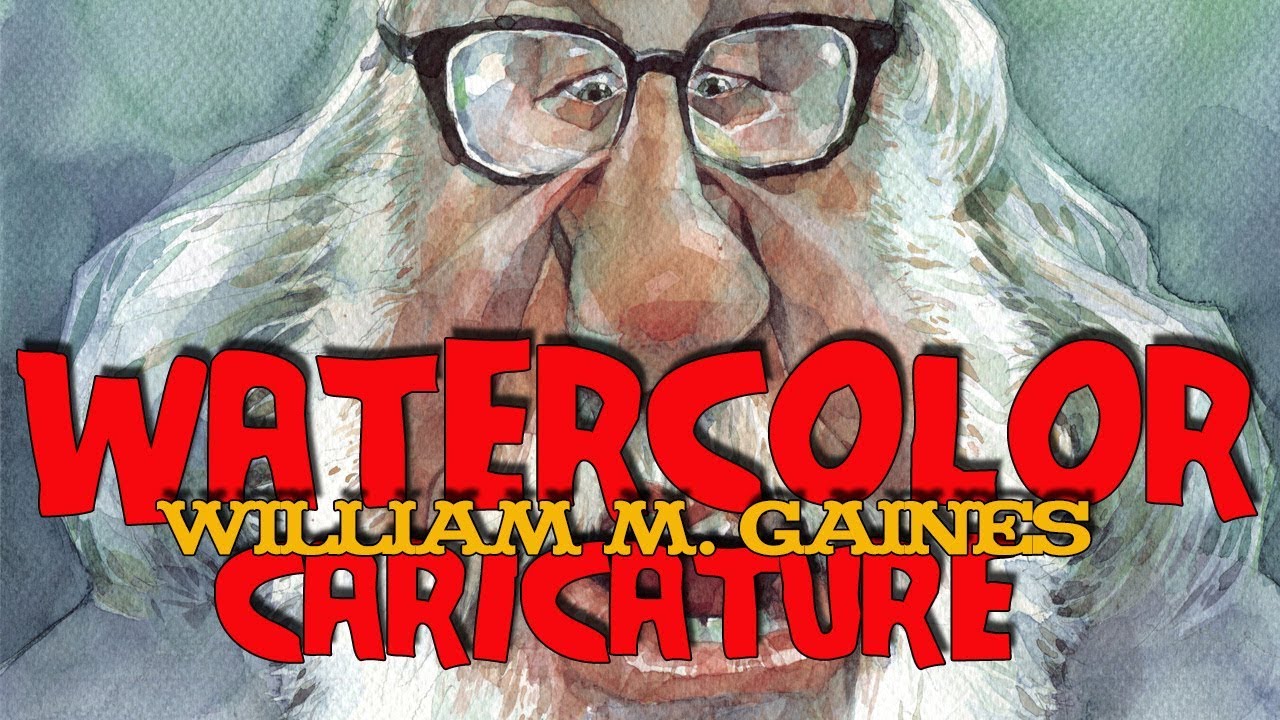Watercolor caricatures - WILLIAM M. GAINES - by Leonardo Rodriguez