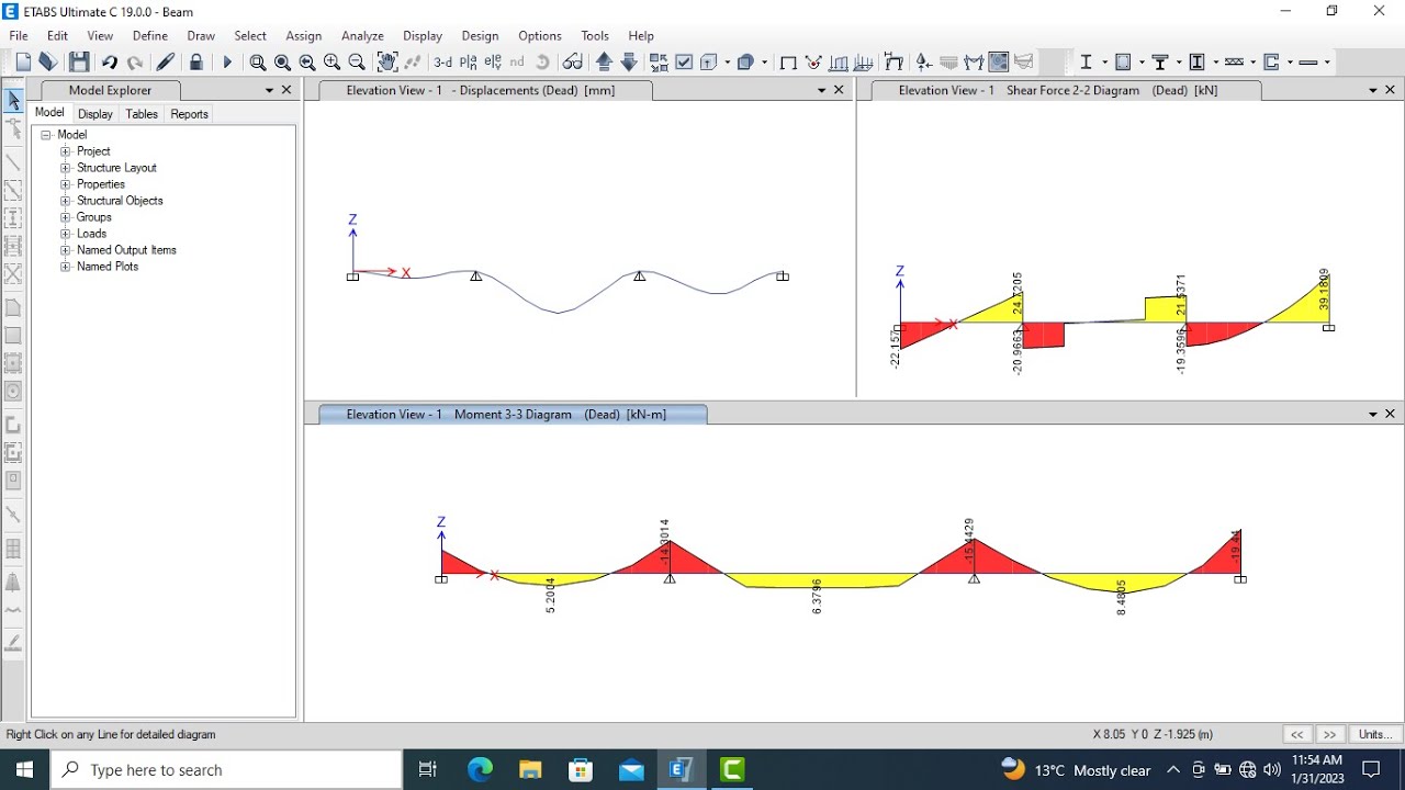 Beam Analysis in ETABS |  Continuous Beam Analysis