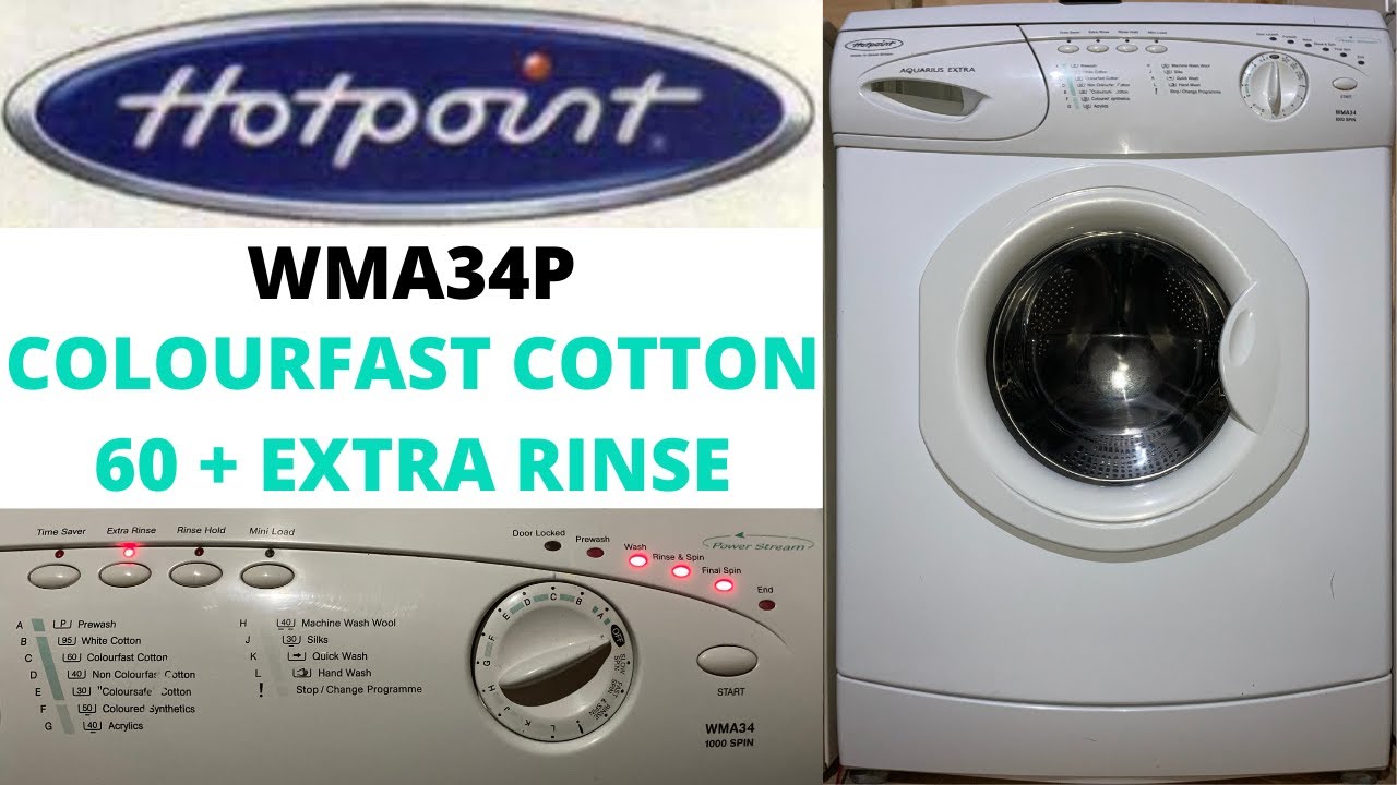 Hotpoint Aquarius Extra WMA34P Washing Machine - [C] Colourfast Cotton 60 + Extra Rinse
