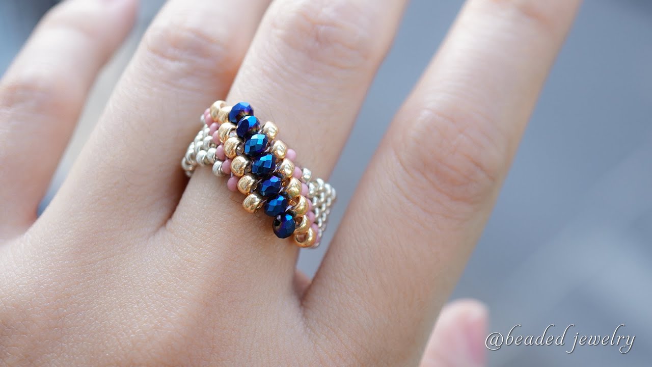 Simple and super easy to make beaded ring for beginners. Jewelry making