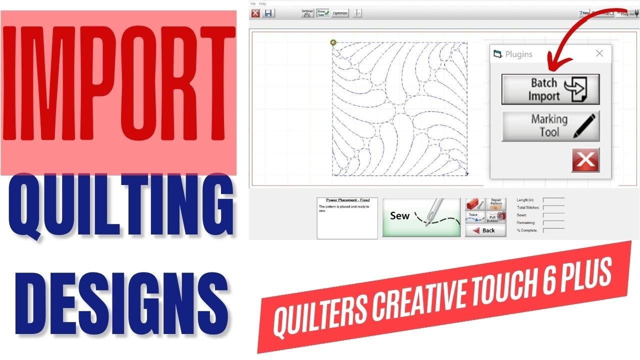 Импорт дизайнов для квилтинга в Creative Touch 6 Plus от Quilter — QCT 6+