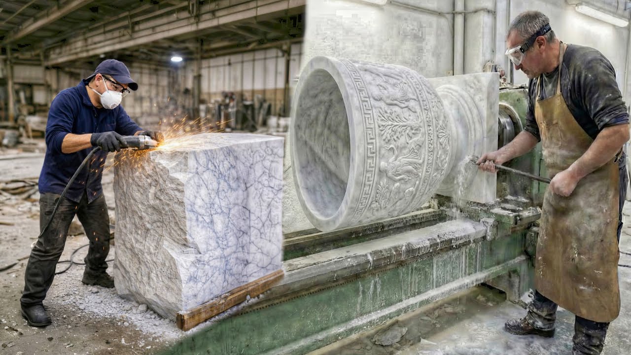 From Raw Marble Block to Elegant Masterpiece | Skilled Stone Carving Process