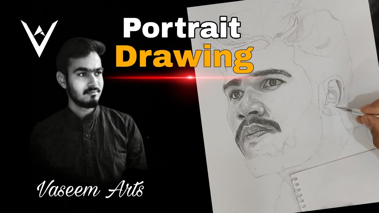 Portrait Drawing – Step by Step Realistic Pencil Art | Drawing Tutorial | HBD Sohel | Vaseem Arts