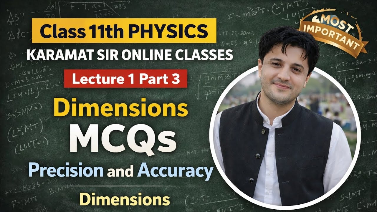 Class 11 Physics MCQs | Dimensions, Precision & Accuracy | Lecture 1 Part 3 | Karamat Sir