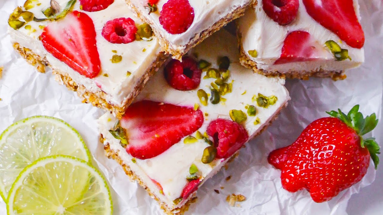 Gefrorene JOGHURT-BEEREN-Schnitten / Frozen Joghurt Bars – zuckerfrei, glutenfrei, No-Bake, vegan