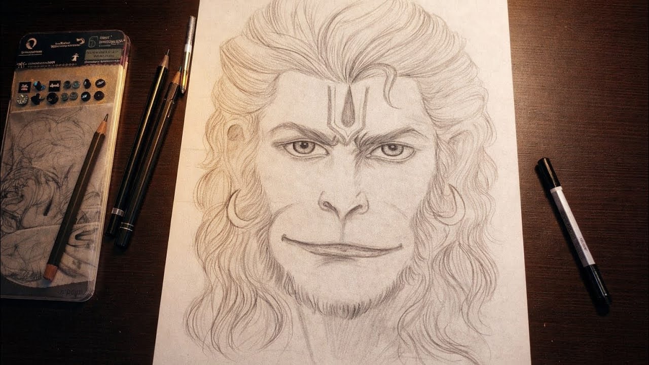 How to Draw Hanuman ji, Hanuman ji Drawing | Outline Tutorial 🥰