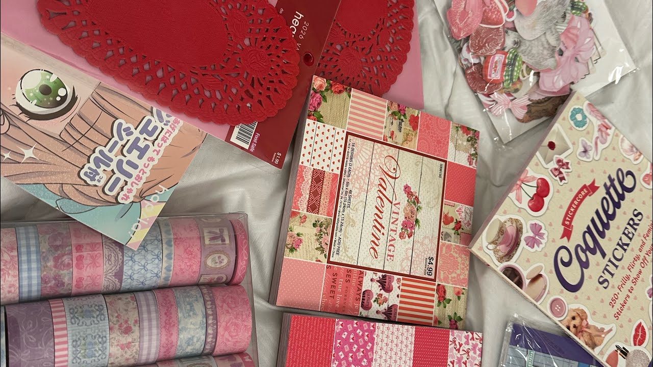 unboxing coquette pink washi tap, sticker, pink journal book and more....💗💌