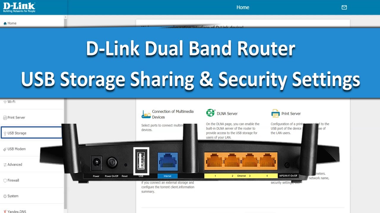 D-Link Dual Band Router USB Storage Sharing settings and Security (Share USB Drive)