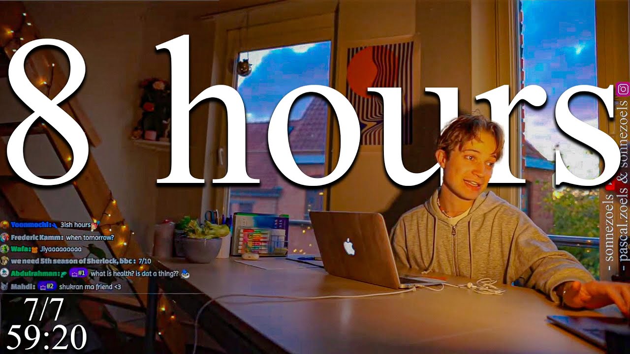 LIVE-Special from Belgium | 8-HOUR study with me in Gent 📚⛈️ rain sounds & pomodoro timer 60 & 10