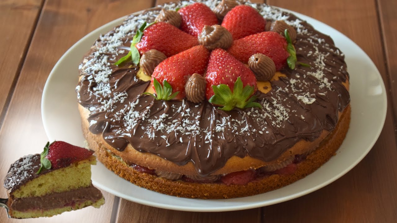 TORTA SOFFICISSIMA fragole e crema al cioccolato - ideale per compleanni