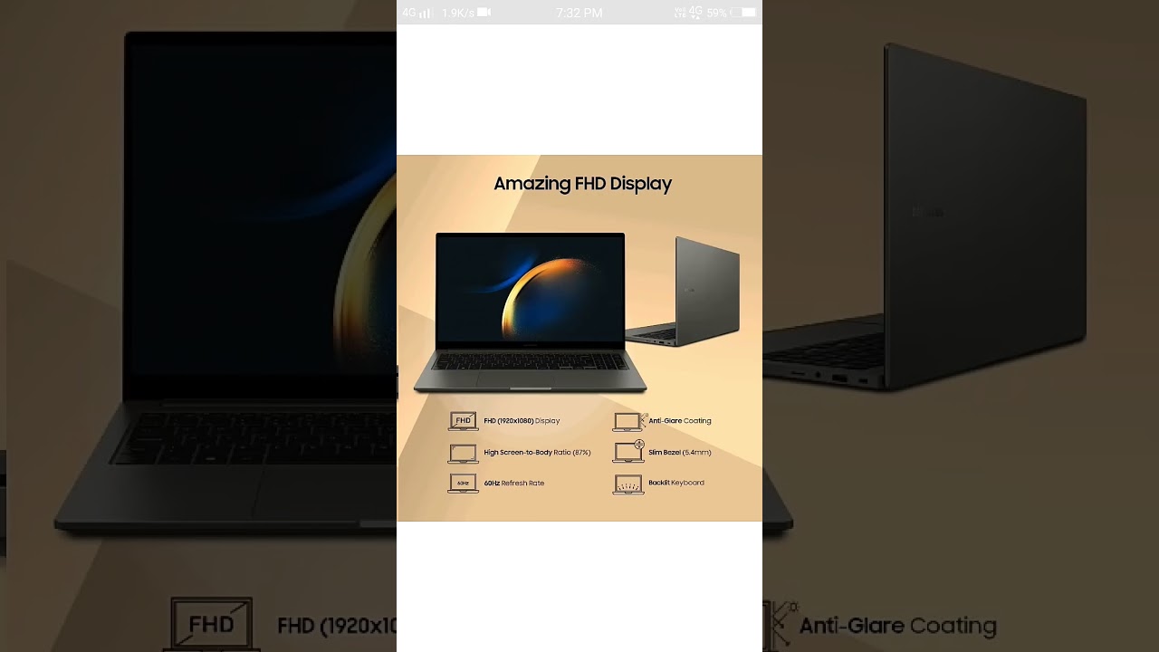 SAMSUNG Galaxy Book3 Core i7 Core i7 13th Gen-(16 GB/512 GB SSD/Windows 11 Home) Galaxy Book3#shorts
