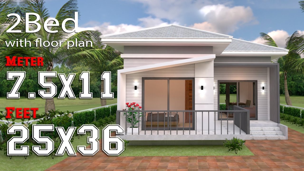 Small House Design 7.5x11 Meters  Hip Roof 25x36 Feet Full Plans