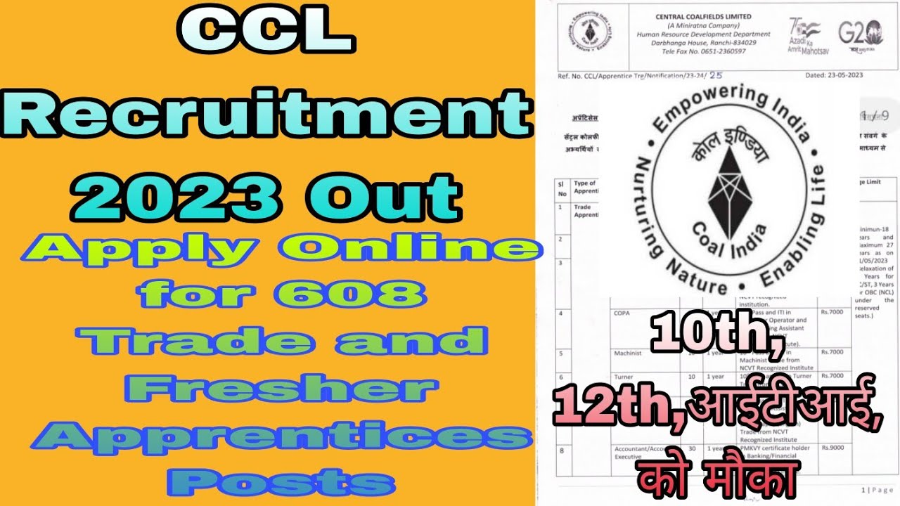 CCL Recruitment 2023 Application Form, Vacancies, Eligibility Criteria, Apply Online