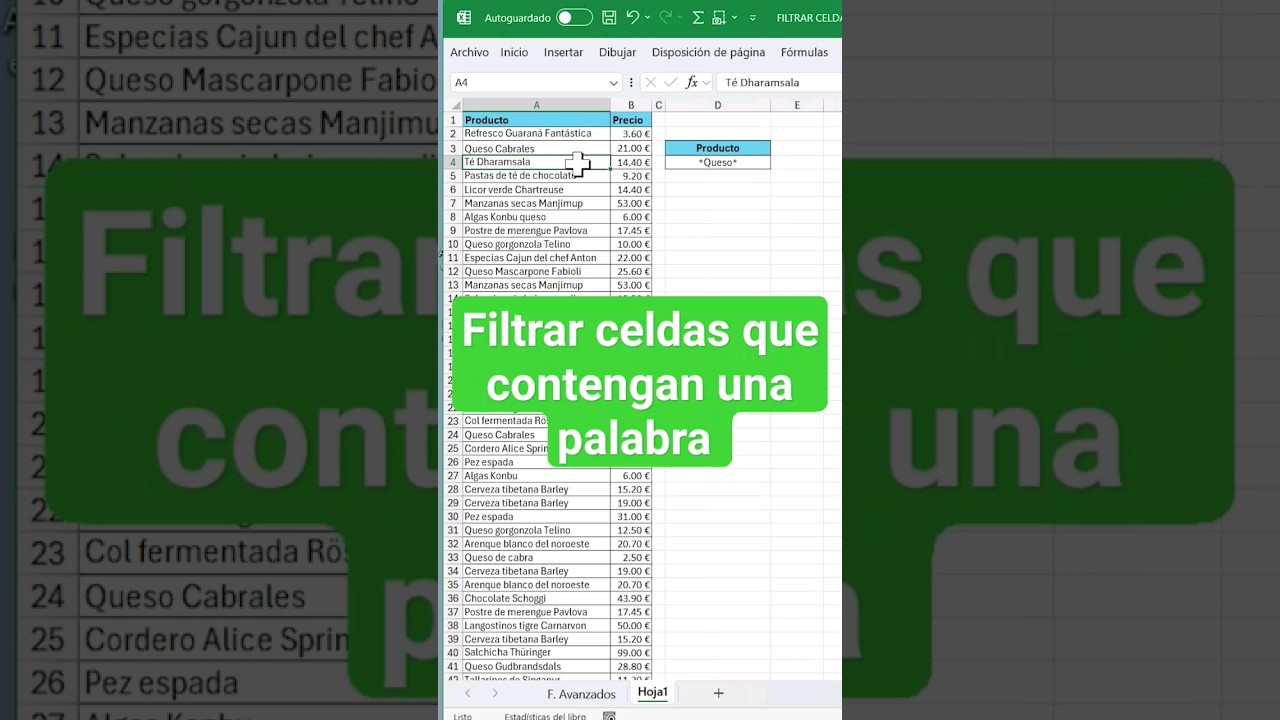 FILTRAR CELDAS que CONTENGAN una PALABRA en su contenido-FILTROS AVANZADOS #excel #enriquexls