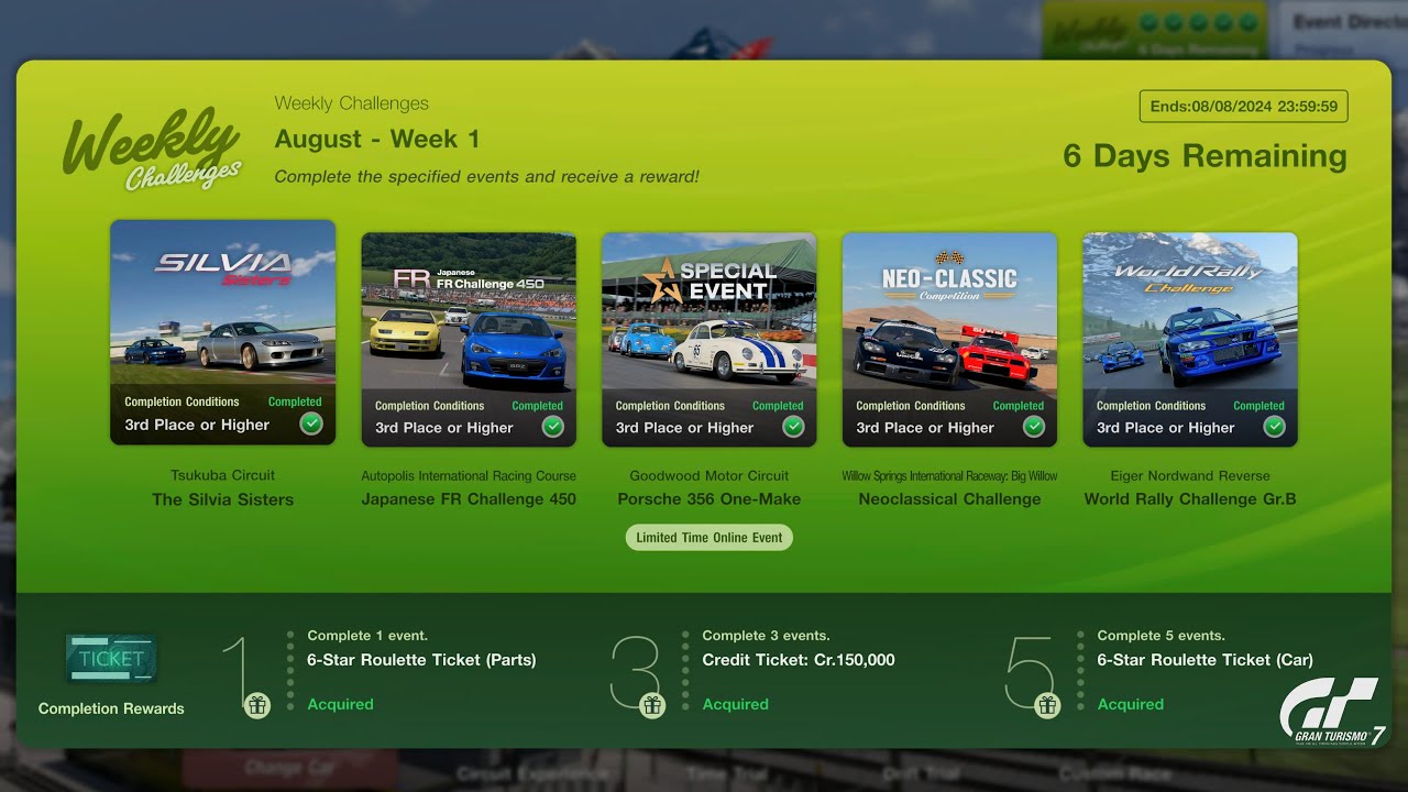 Gran Turismo 7 | Weekly Challenges August Week 1 All Events - Neo-Classic & One Make [PS5]