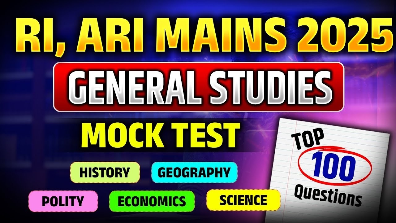 General Studies _ Top 100 MCQ _ RI AMIN Mains 2025 _ Syllabus-wise MCQ Revision  #riamin #GS