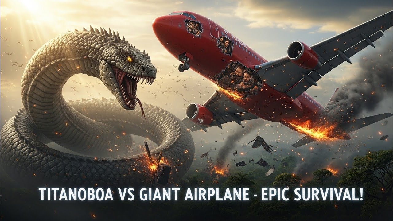 Titanoboa vs Giant Airplane – Epic Jungle Disaster! 😱🔥”