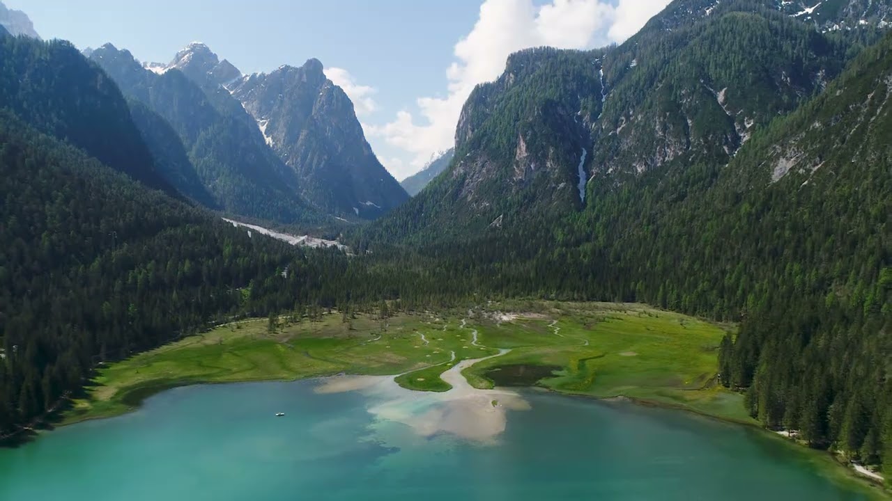 Toblacher See Camping - S&uuml;dtirol Italien Dolomiten Bergpanorama Traumlandschaft Drohne Hobby WFB495