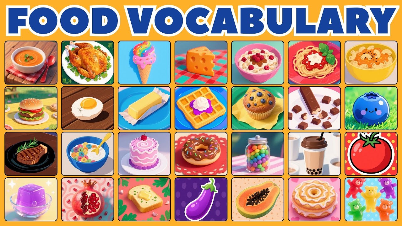 100 FOOD VOCABULARY IN ENGLISH - FRUITS - VEGETABLES - DRINKS