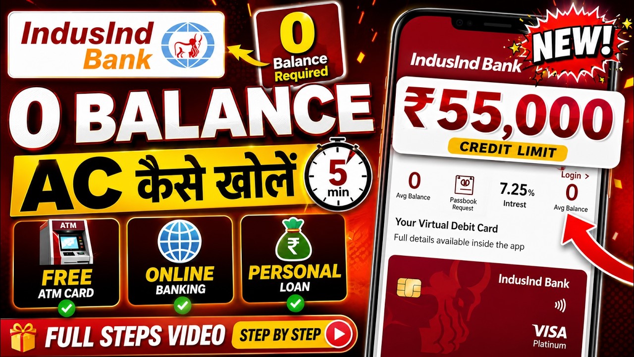 IndusInd Bank Zero Balance Account Opening Online 2026 | Best Zero Balance Bank Account 2026