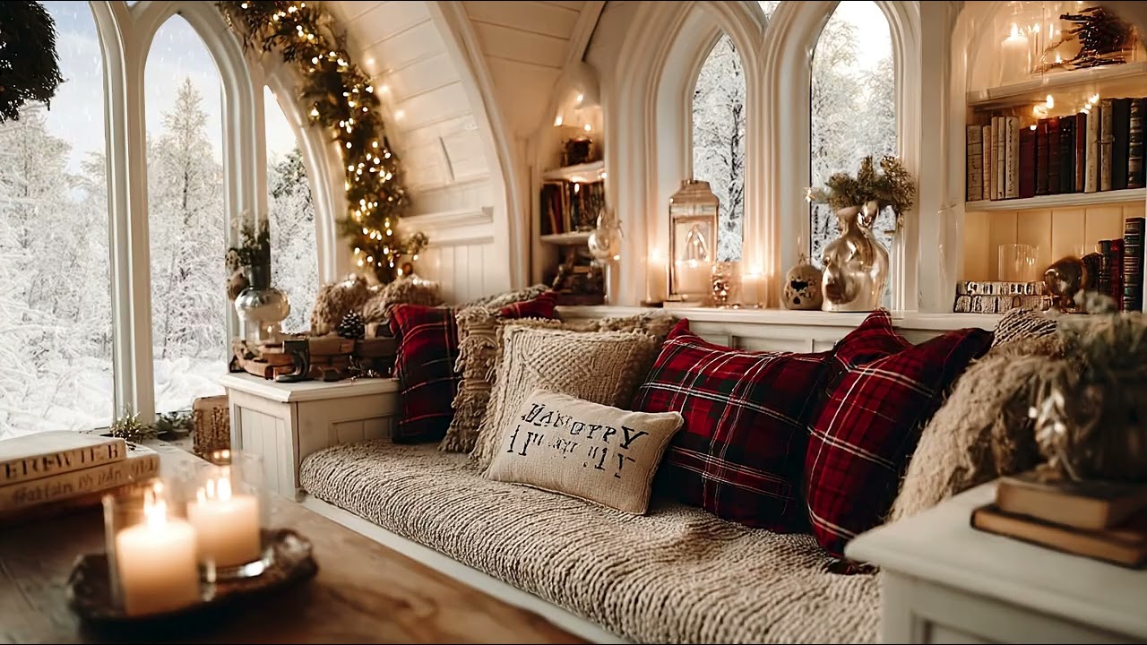 Cozy Winter Reading Room ❄️ Piano & Fireplace Sounds for Deep Relaxation
