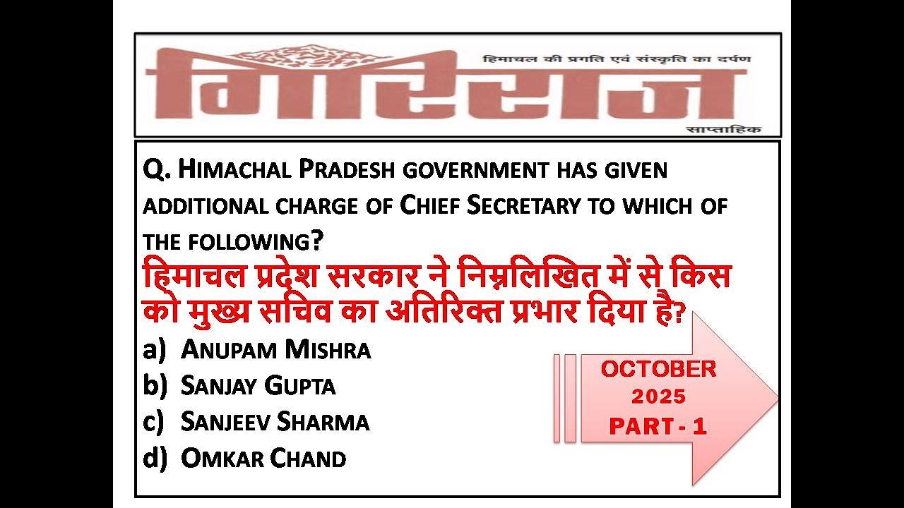 HP GIRIRAJ Current Affairs OCTOBER 2025 || HIMACHAL PRADESH OCTOBER 2025 CURRENT AFFAIRS