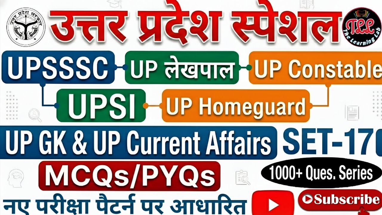उत्तर प्रदेश स्पेशल | UP GK & Current Affairs Set-17 | UPSSSC, UPSI, Lekhpal, Constable | MCQs PYQs