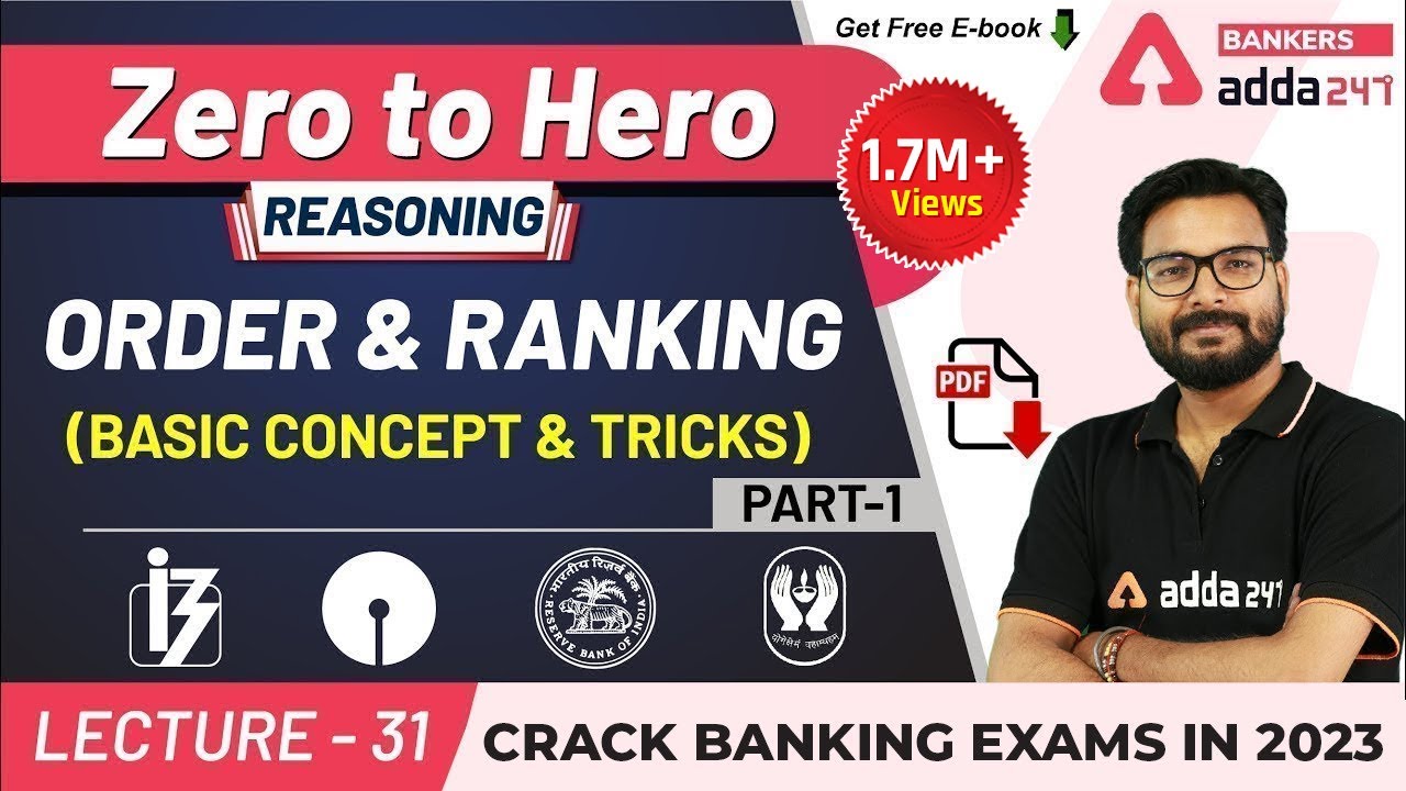 Order and Ranking Basic Concept & Tricks (P-1) | Reasoning | Adda247 Banking Classes | Lec #30