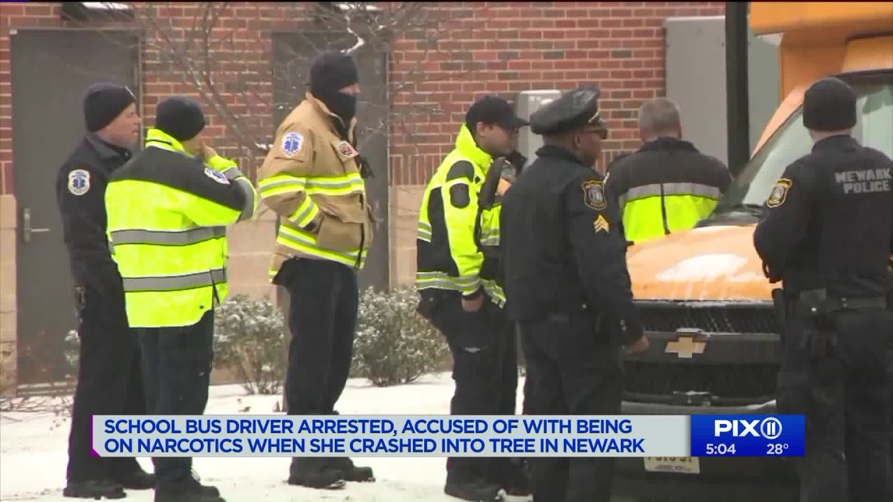 Driver of school bus carrying children revived with Narcan after crashing into tree in Newark