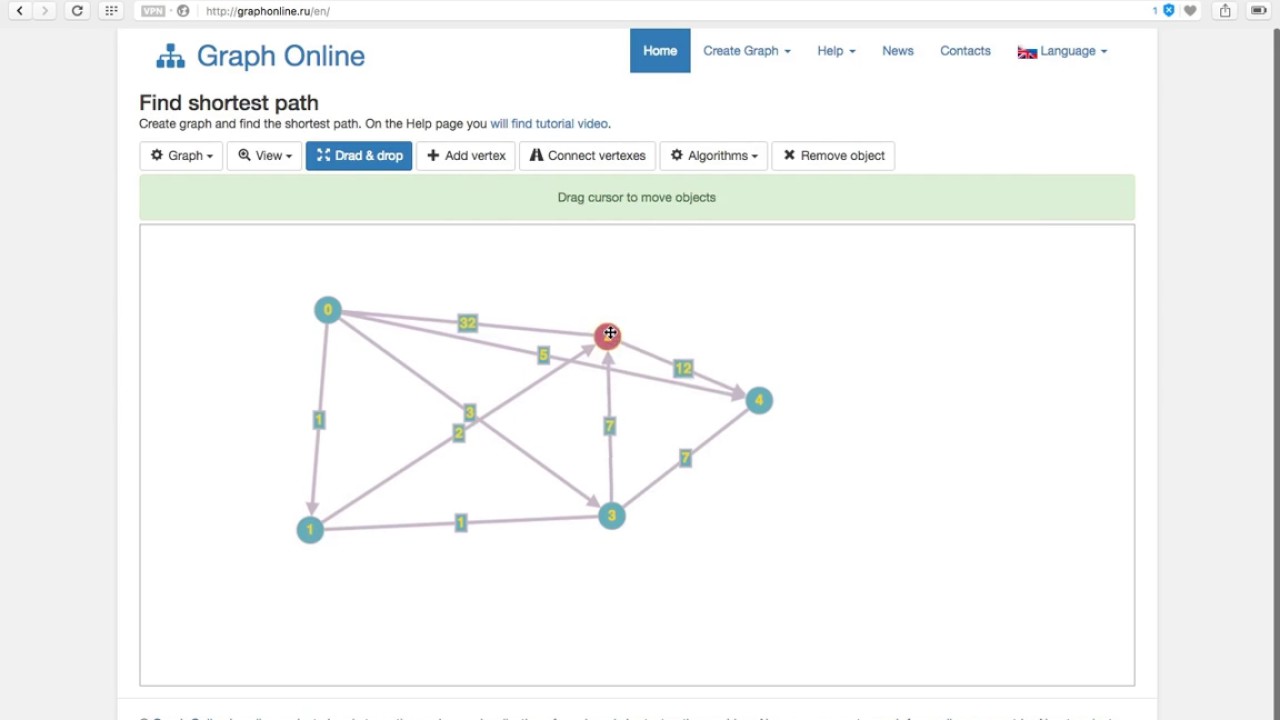 Plot graph online and find shortest path online