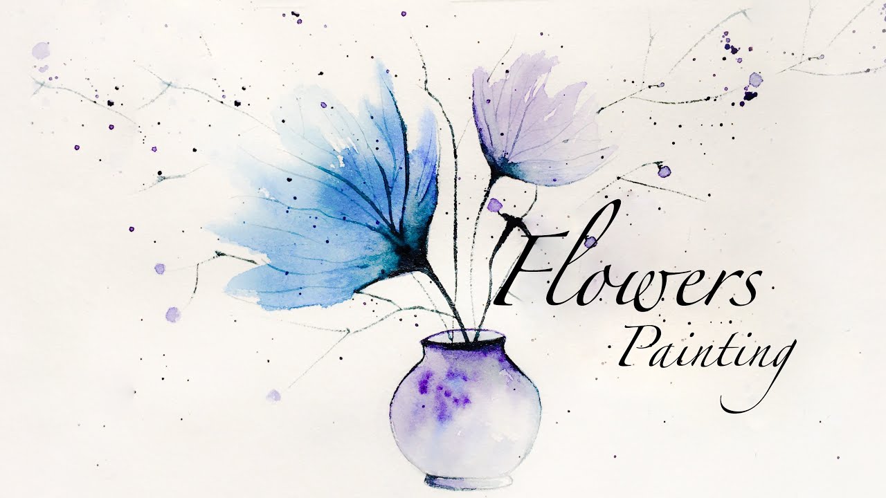 a simple and minimalist painting of a vase . watercolor painting