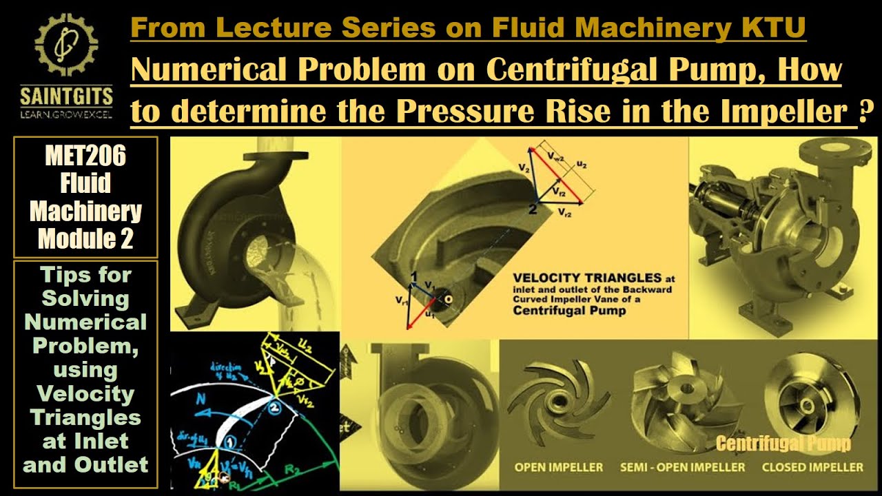 Fluid Machinery KTU | Centrifugal Pumps | Numerical Problem | Pressure Rise in the Impeller | MET206