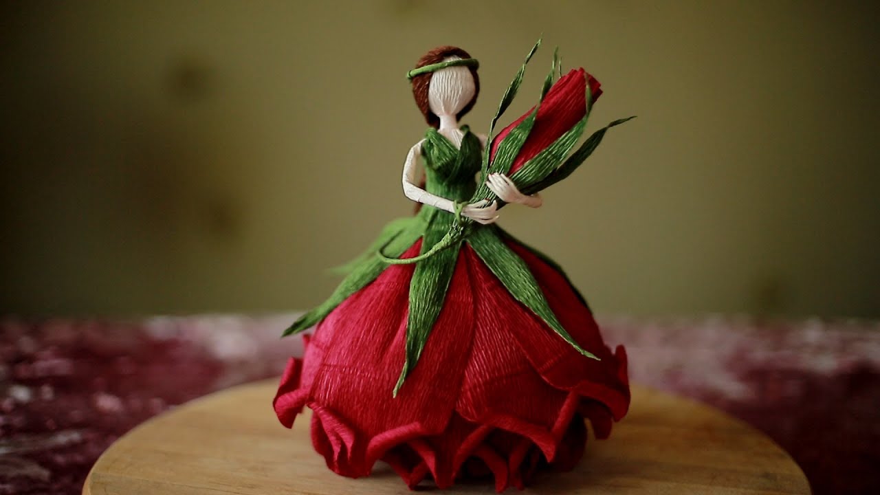 Flower Fairy doll from crepe pape. DIY Master Class.