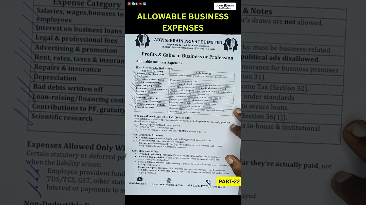 Know Your Allowable Business Expenses!