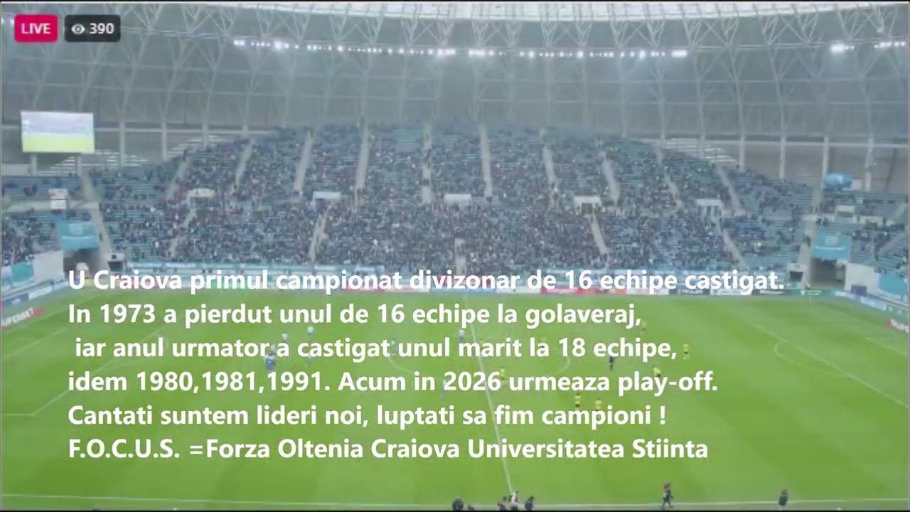 U. Craiova castiga campionatul clasic. Cantati suntem lideri noi, luptati sa fim campioni!F.O.C.U.S.