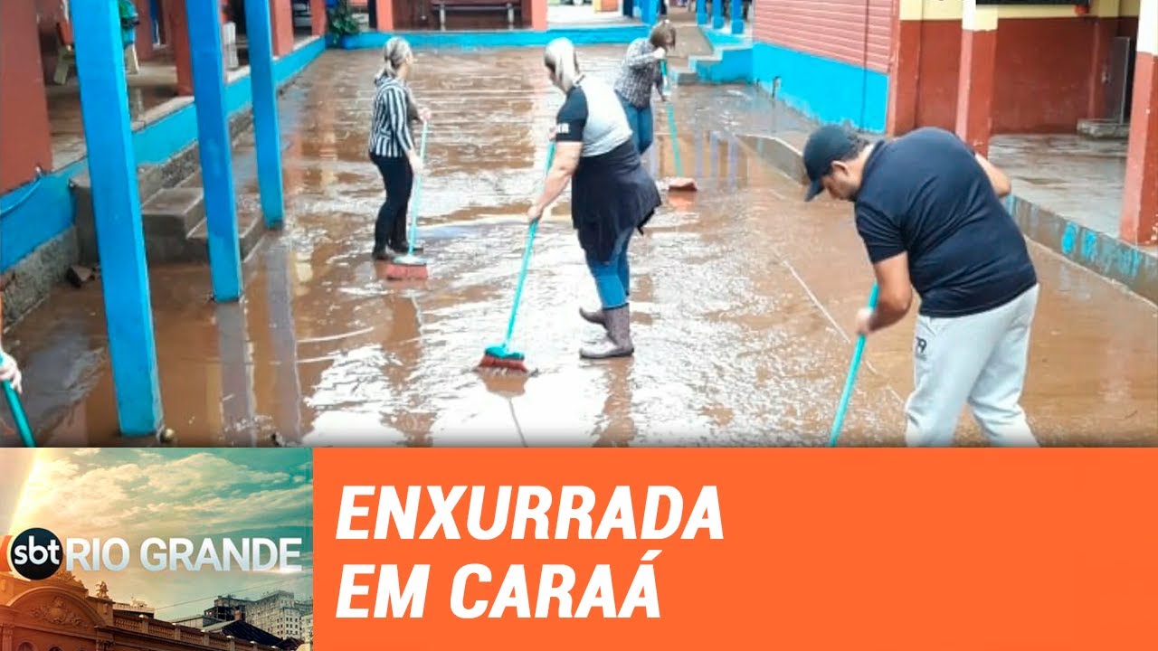 Forte enxurrada deixa escola sem aulas em Caraá - SBT Rio Grande - 29/05/19