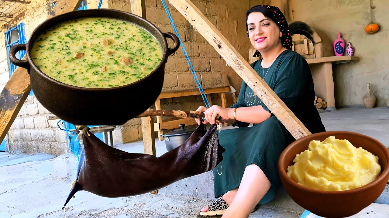 Traditional Iranian Saj Bread & Ash Doogh • Authentic Rural Cooking Over Wood Fire