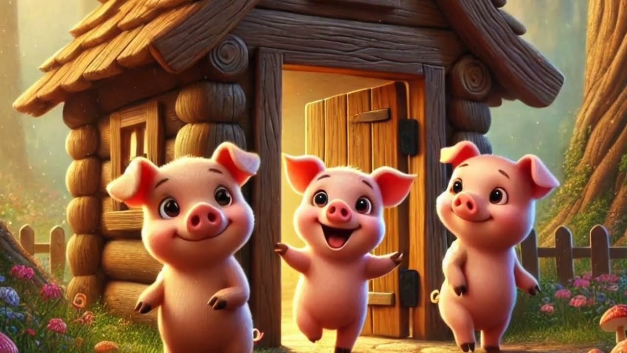 3 Little Pigs and Wolf, Animated Moral story for kids in English