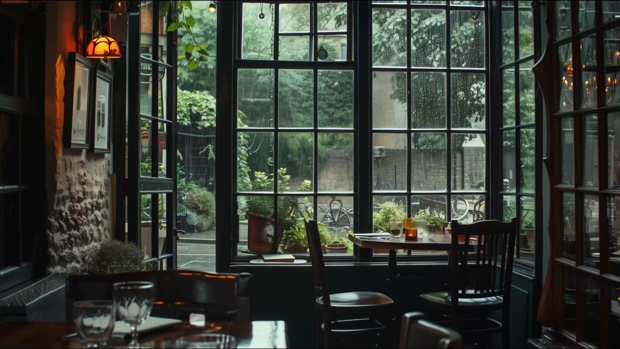 Rainy Café Ambience with Window Rain Sounds ☕🌧️ 8 Hours for Study, Focus & Relaxation