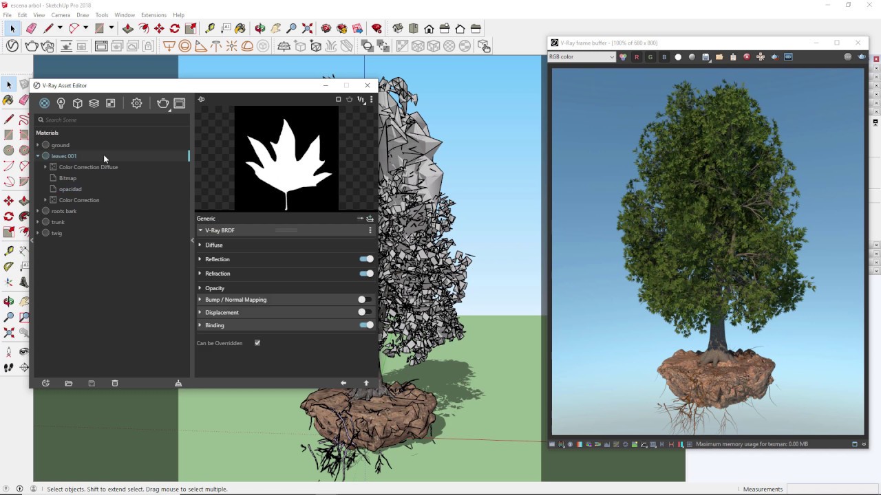 Modos de opacidad en V-Ray para SketchUp