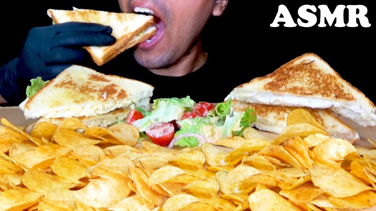 ASMR TUNA MELT, EGG SANDWICH + POTATO CHIPS MUKBANG (No Talking) EATING SOUNDS | JAHR ASMR
