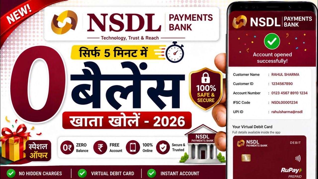 Nsdl Payment Bank Account Opening Online | Nsdl Payment Bank Zero Balance Account Opening