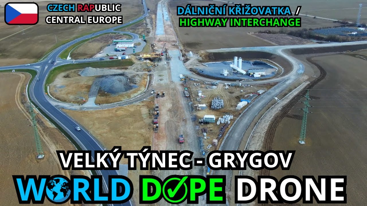 🚁 Drone – Velký Týnec – Grygov | Výstavba dálniční křižovatky 🏗️HIGHWAY INTERCHANGE - Czech Republic
