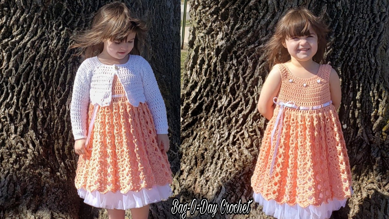 Easy Crochet Dress | Easy Crochet toddler dress with bolero cardigan | Bag O Day Crochet