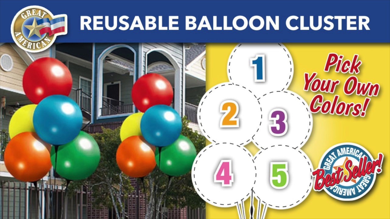 No Helium Reusable Balloon Cluster-Pick Your Color Clusters