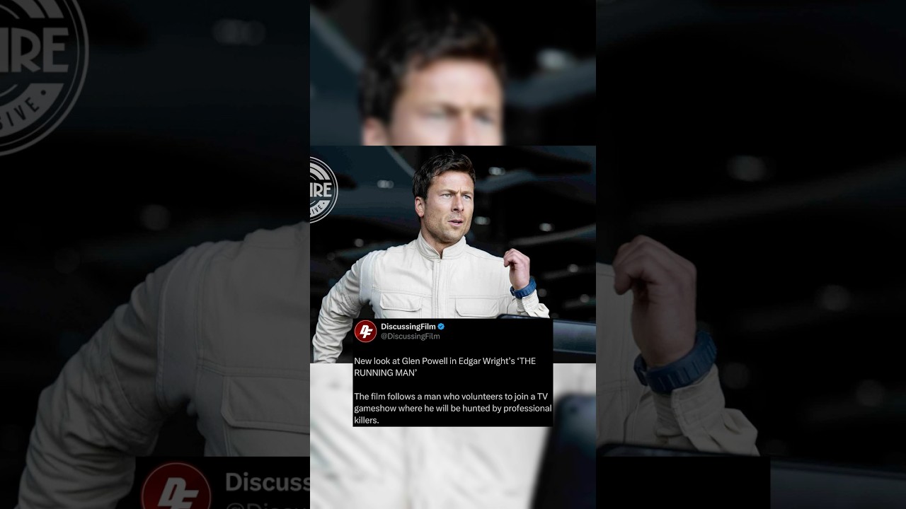 NEW LOOK AT GLEN POWELL IN EDGAR WRIGHT’S ‘THE RUNNING MAN’ 